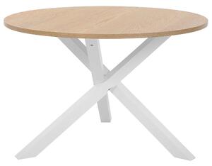 Jedálenský stôl biela svetlé drevo MDF kaučuk ø 120 cm okrúhly tvar pre 4 osoby moderný škandinávsky štýl kuchyňa jedáleň