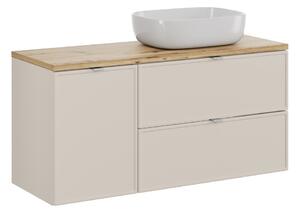 Comad Závesná skrinka Bella Cashmere s doskou a umývadlom 120 cm kašmír/dub Artisan