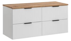 Comad Závesná skrinka Casad s doskou 120 cm biela/dub wotan