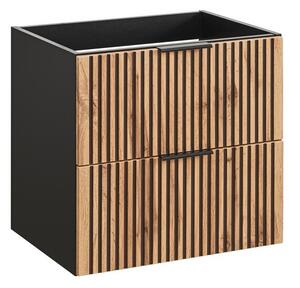 Comad Závesná skrinka Casad Lava so zápustným umývadlom 60 cm čierna/dub wotan