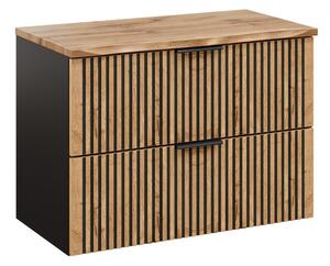 Comad Závesná skrinka Casad Nature s doskou 80 cm dub wotan/čierna