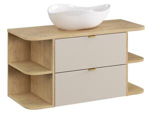 Comad Závesná skrinka Dalia Cashmere Ovalia s doskou a umývadlom 100 cm kašmírová/dub cremona