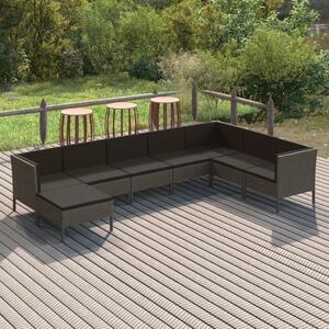 Maison Exclusive – 8-dielna záhradná súprava s poduškami z polyratanu, sivá