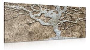 Obraz abstraktný strom na dreve v béžovom prevedení - 100x50