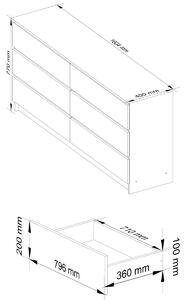 Ak furniture Komoda Rollo V 160,4 cm biela/dub sonoma