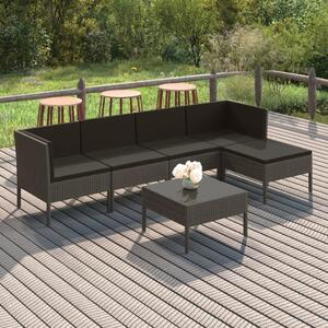 Maison Exclusive – 6-dielna záhradná súprava s vankúšmi, poly ratan, sivá