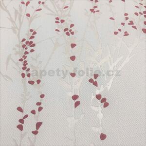 Vliesové tapety na stenu Blooming 37267-4, rozmer 10,05 m x 0,53 m, vetvičky strieborné s červenými lístkami, A.S. CRÉATION
