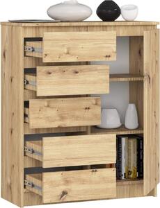 BDW - Komoda 5 zásuviek, obývacia izba, predsieň 80x97x35, dub Artisan