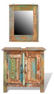 Kúpeľňový nábytok z recyklovaného dreva: skrinka pod umývadlo, zrkadlo