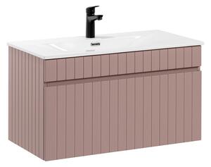 Comad Závesná skrinka Iconic so vstavaným umývadlom 80 cm ružová