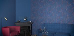 Vliesové tapety na stenu Felicita 31713, rozmer 10,05 m x 0,53 m, jemné listy červené na modrom podklade, Novamur 82127