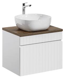Comad Závesná skrinka Iconic Smile s doskou a umývadlom 60 cm biela/dub santa fe vintage