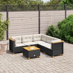 Maison Exclusive – 6-dielna záhradná súprava s vankúmi, ierna, polyratan