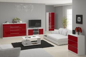 Ak furniture Komoda Rollo K 138,4 cm biela/červená