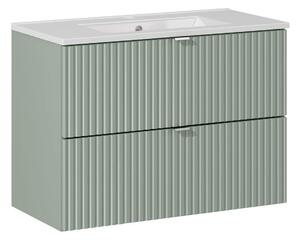 Comad Závesná skrinka Line Reed Green so zápustným umývadlom 80 cm zelená/biela