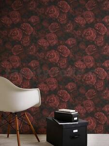 Vliesové tapety IMPOL New Studio 37402-4, rozmer 10,05 m x 0,53 m, kvetinový vzor červeno-čierny, A.S. Création