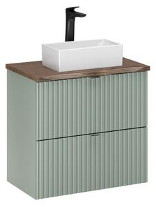 Comad Závesná skrinka Line Reed Green Gaja s doskou a umývadlom 60 cm zelená/dub casella