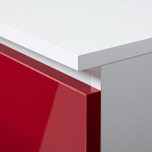 Ak furniture Rohový písací stôl B20 biely/červený ľavý