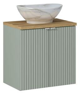 Comad Závesná skrinka Line Reed Green s doskou a umývadlom 60 cm zelená/dub evoke