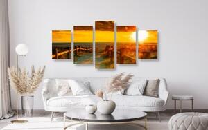 5-dielny obraz nádherný západ slnka - 100x50