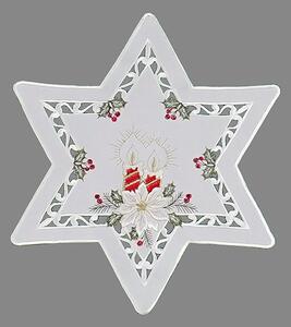 Vianočný obrus Raebel Červená sviečka 85x85 cm 40 cm hviezda