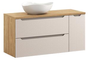 Comad Závesná skrinka Luxor Beige s doskou a umývadlom 120 cm béžová/dub olejovaný
