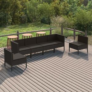 Maison Exclusive – 6-dielna záhradná súprava s podukami, polyratan, ierna