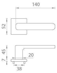 Dverové kovanie MP Stella - HR 7S (OC - Chróm lesklý), kľučka-kľučka, Bez spodnej rozety, MP OC (chróm lesklý)