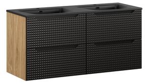 Comad Závesná skrinka Luxor Black Sky so zápustným umývadlom 120 cm čierna/dub olejovaný