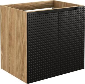 Comad Závesná skrinka Luxor Black Sky II so zápustným umývadlom 60 cm čierna/dub olejovaný