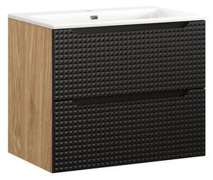 Comad Závesná skrinka Luxor Black so zápustným umývadlom 70 cm čierna