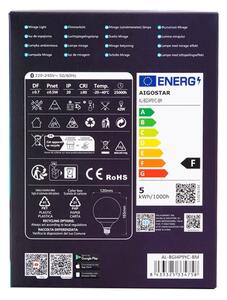 LED RGBW Stmievateľná žiarovka MESH G120 E27/4,9W/230V 2700-6500K + DO - Aigostar