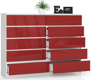 Ak furniture Komoda Rollo K 160,4 cm biela/červená