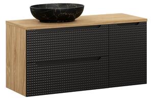 Comad Závesná skrinka Luxor čierna SD s doskou a umývadlom 120 cm čierna/dub olejovaný