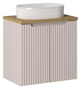 Comad Závesná skrinka Nova Cashmere Beyond I s doskou a umývadlom 60 cm kašmírová/dub evoke