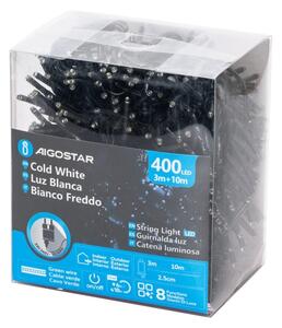 Aigostar - LED vonkajší svetelný reťazec, 400 LED, 8 režimov, 13 m, IP44, studená biela
