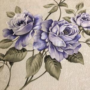 Vliesové tapety IMPOL Romantico 37226-5, rozmer 10,05 m x 0,53 m, popínavé ruže zeleno-fialové, A.S. Création