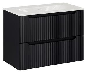 Comad Závesná skrinka Nova Black Sky3 so zápustným umývadlom 80 cm biela/čierna