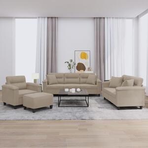 Maison Exclusive – 4-dielna sedacia súprava s vankúšmi, farba taupe, mikrovlákno
