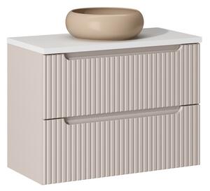 Comad Závesná skrinka Nova Cashmere II s doskou a umývadlom 80 cm kašmír/biela