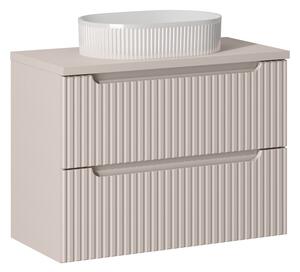 Comad Závesná skrinka Nova Cashmere Beyond II s doskou a umývadlom 80 cm kašmírová