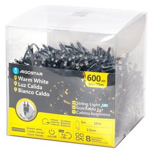 Aigostar - Vonkajší LED vianočný reťazec 600 LED/8 funkcií 18 m IP44 teplá biela