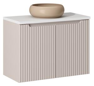 Comad Závesná skrinka Nova Cashmere I s doskou a umývadlom 80 cm kašmír/biela