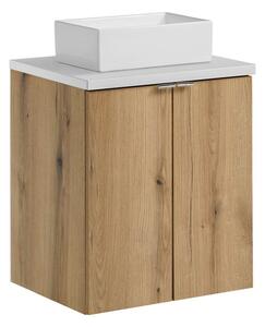 Comad Závesná skrinka Nova Oak Gaja II s doskou a umývadlom 50 cm dub pobrežie evokuje/biela