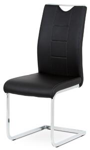 Autronic - Jedálenská stolička čierna koženka / chrom - DCL-411 BK