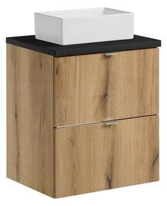 Comad Závesná skrinka Nova Oak Gaja I s doskou a umývadlom 50 cm dub coast evoke/čierna