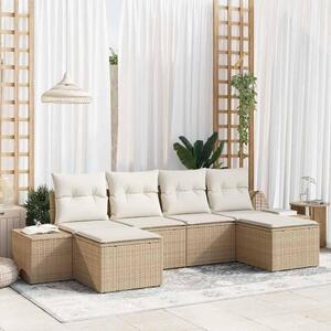 Maison Exclusive - Záhradná súprava s vankúmi 6 ks Béová Poly-rattan