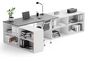 Kancelársky písací stôl s úložným priestorom BLOCK B02, biela/oranžová