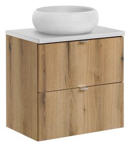 Comad Závesná skrinka Nova Oak Wiki s doskou a umývadlom 60 cm dub evoke/biela