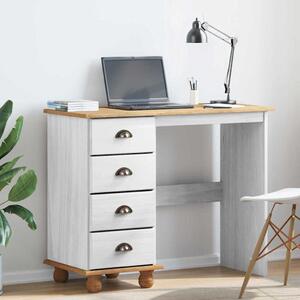 Maison Exclusive – Písací stôl ASKIM, biely, 95 x 40 x 75 cm, masívne borovicové drevo